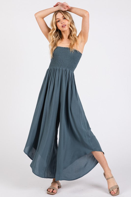 Smocked Detail Off Shoulder Jumpsuit(Pre order)