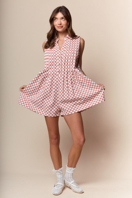 Checkmate Pintuck Detail Romper (Pre order)