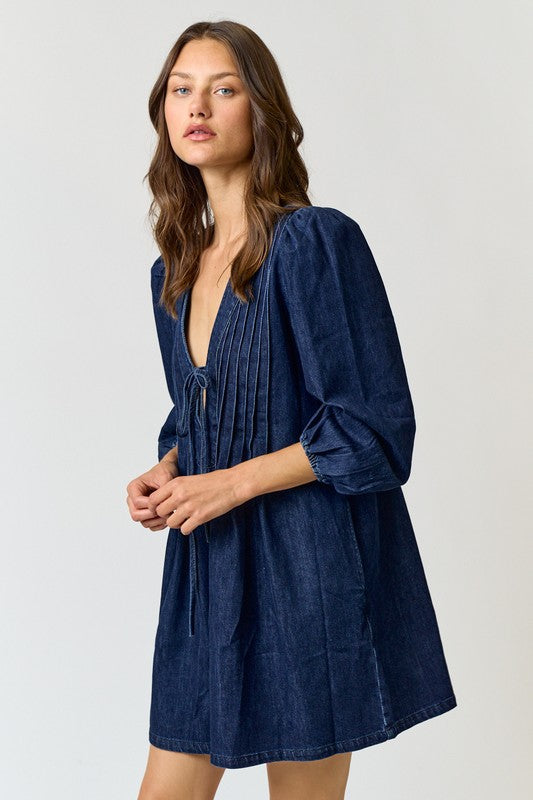 Dark Denim 3/4 Sleeves Romper