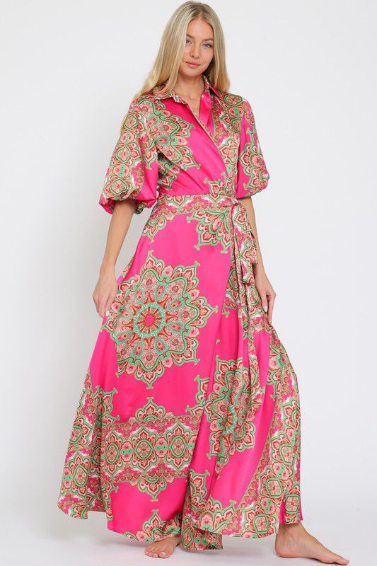 Pink Wrap Around Maxi Dress