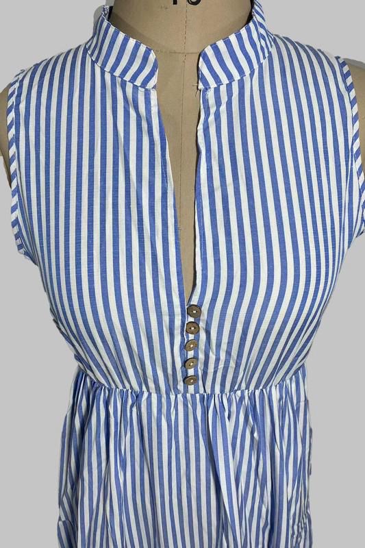 Blue and Whites Striped Midi Dress (Preorder)