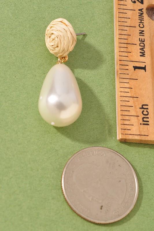 ROUND PEARL BEAD DANGLE EARRINGS