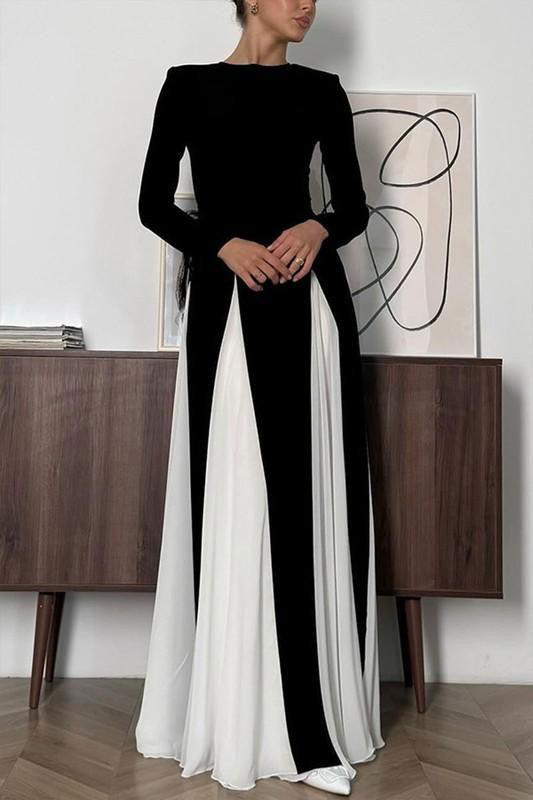 Monochrome Panel Maxi Dress