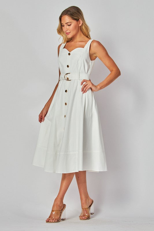 White Belted Maxi Dress