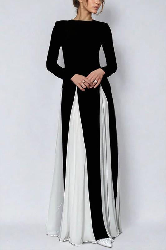 Monochrome Panel Maxi Dress