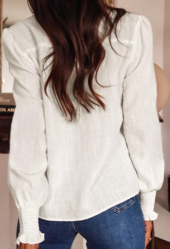 White Embroidered Boho Blouse