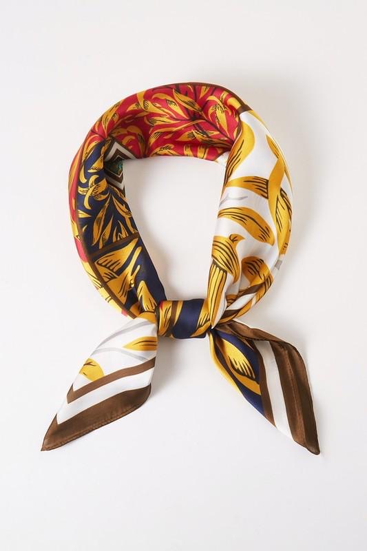 Flower Printed Silky Square Scarf