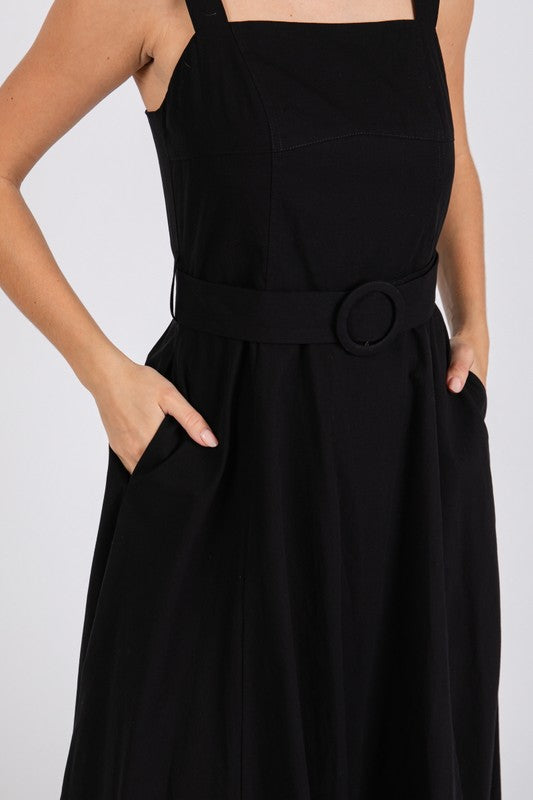 Black Straps A Line Maxi Dress