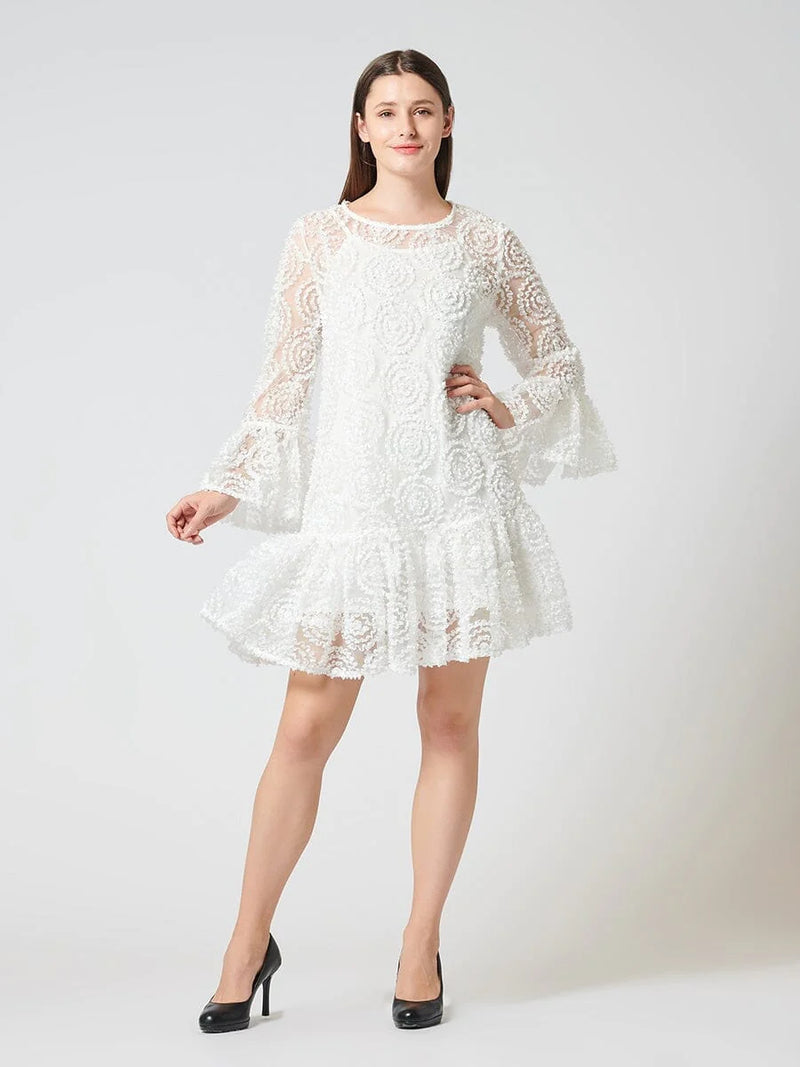 Sheer Trapeze White Dress