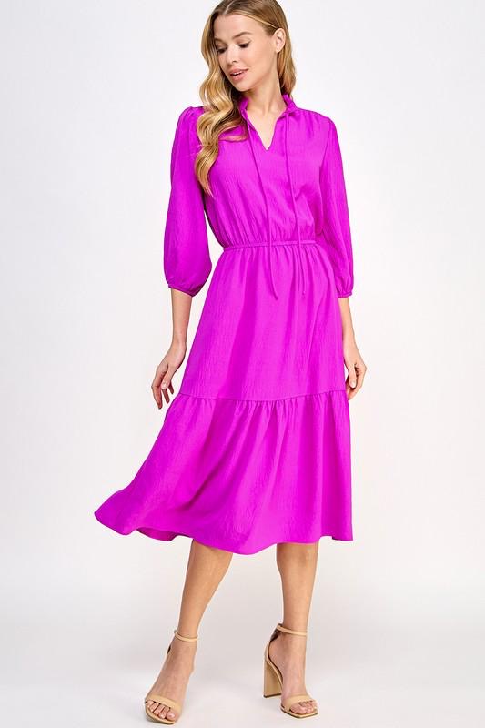 Fuchsia Radiance Midi Dress