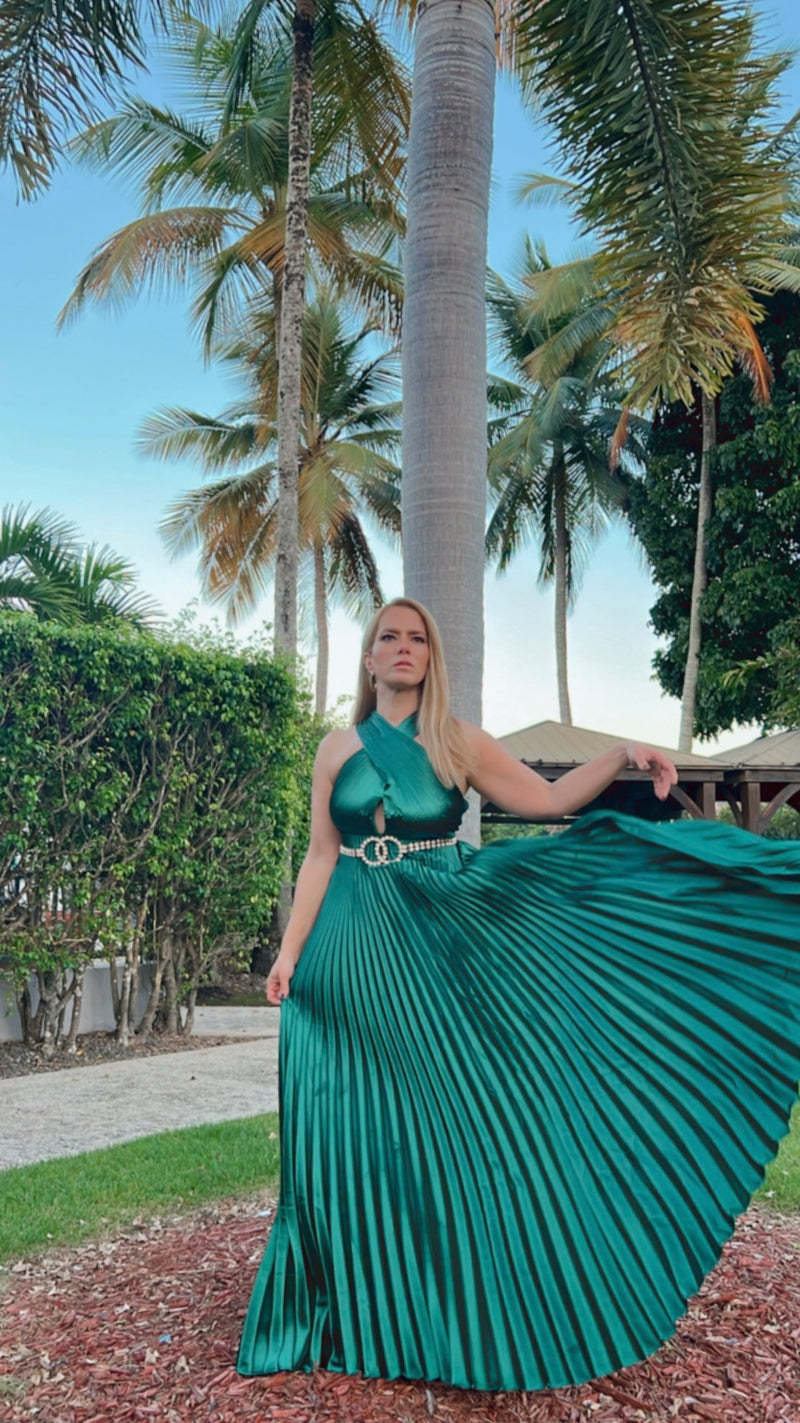 Emerald Flow Maxi Dress