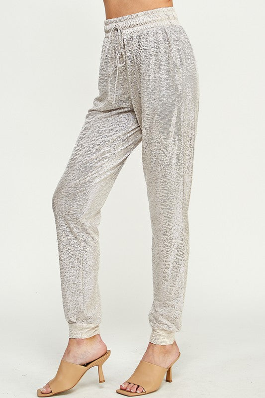 Jogger textured silver pant