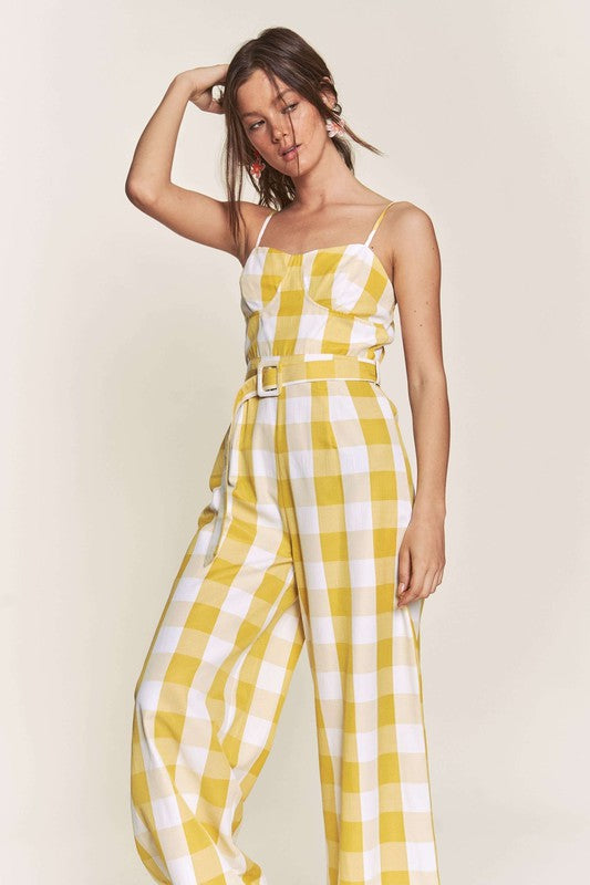 Plaid Yellow Jumpsuit