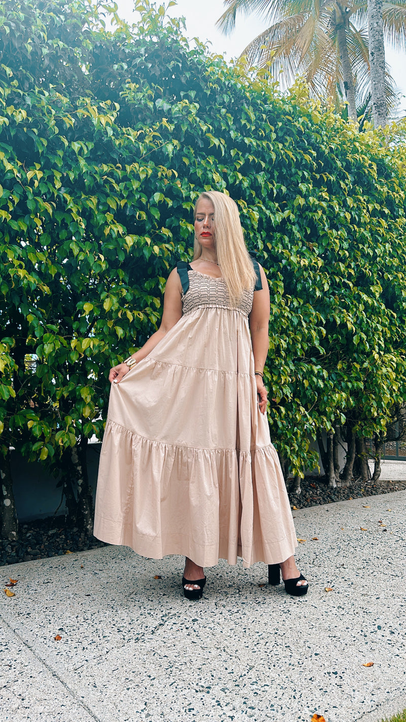 Taupe Tiered Maxi Dress