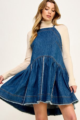 Denim High-Low Short Dress