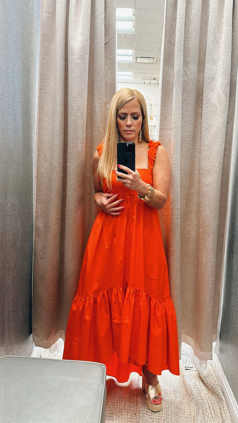 Square High low orange dress