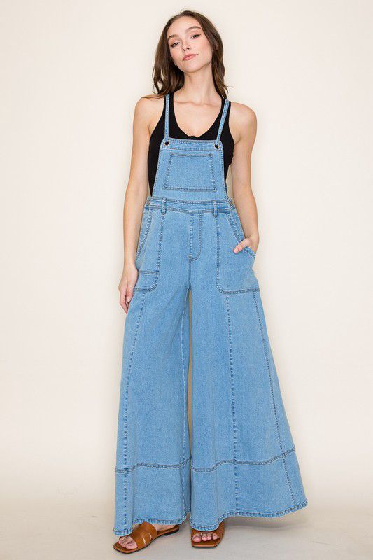 Wide Leg Light Denim Overall (Preorder)