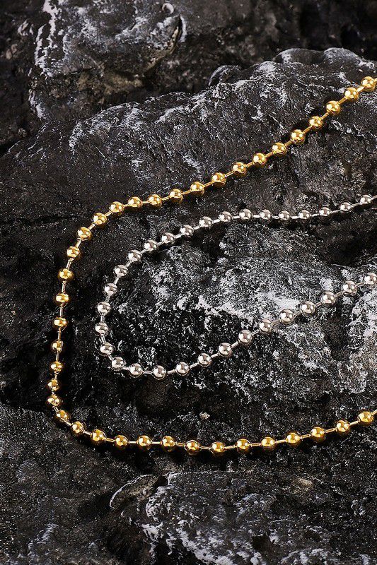 Gold Stainless Steel Bead Chain Statement Necklace