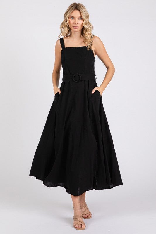 Black Straps A Line Maxi Dress