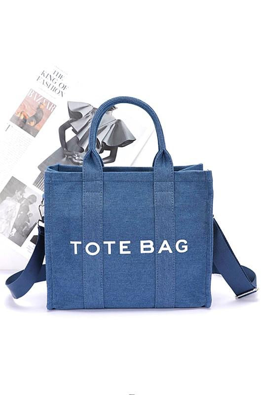 Dark Denim Convertible Small Tote Bag