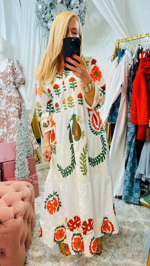 Floral orange lime b/d maxi dress