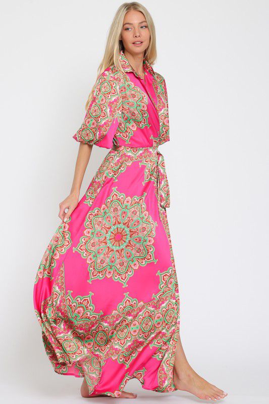 Pink Wrap Around Maxi Dress