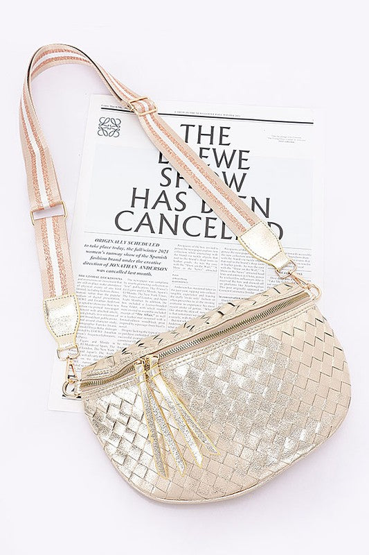 Metallic Braided Crossbody Bag Belt