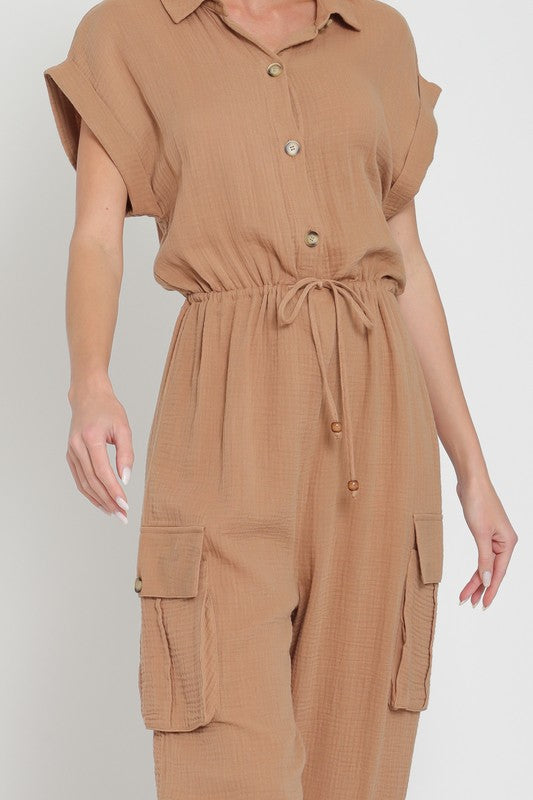 Off white cargo pockets jumpsuit