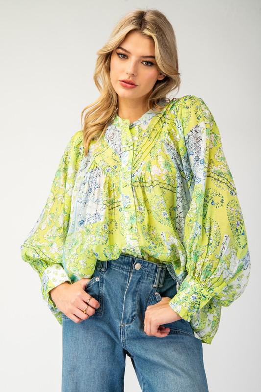 Colorful Print b/d top