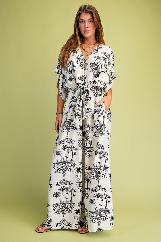 Printed Tied Back Jumpsuit(Pre order)