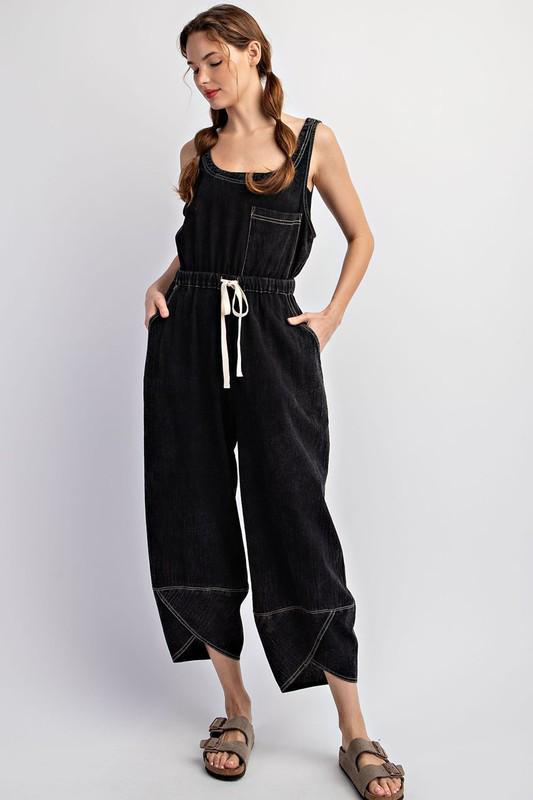 Mineral Washed Sleeveless Jumpsuit