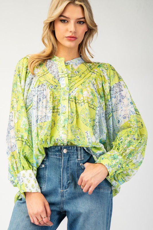 Colorful Print b/d top