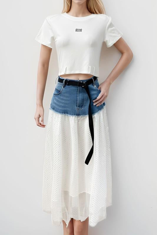 Denim & White Skirt