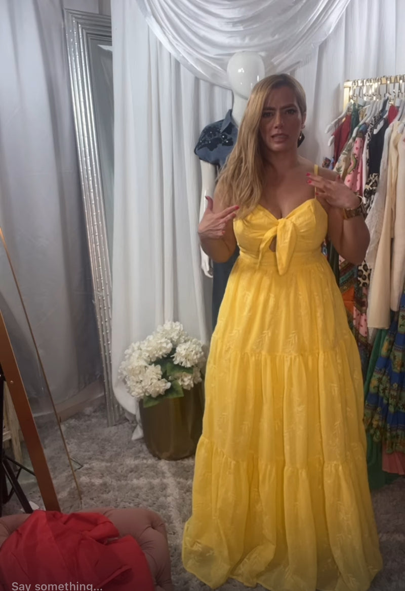 Yellow straps maxi dress