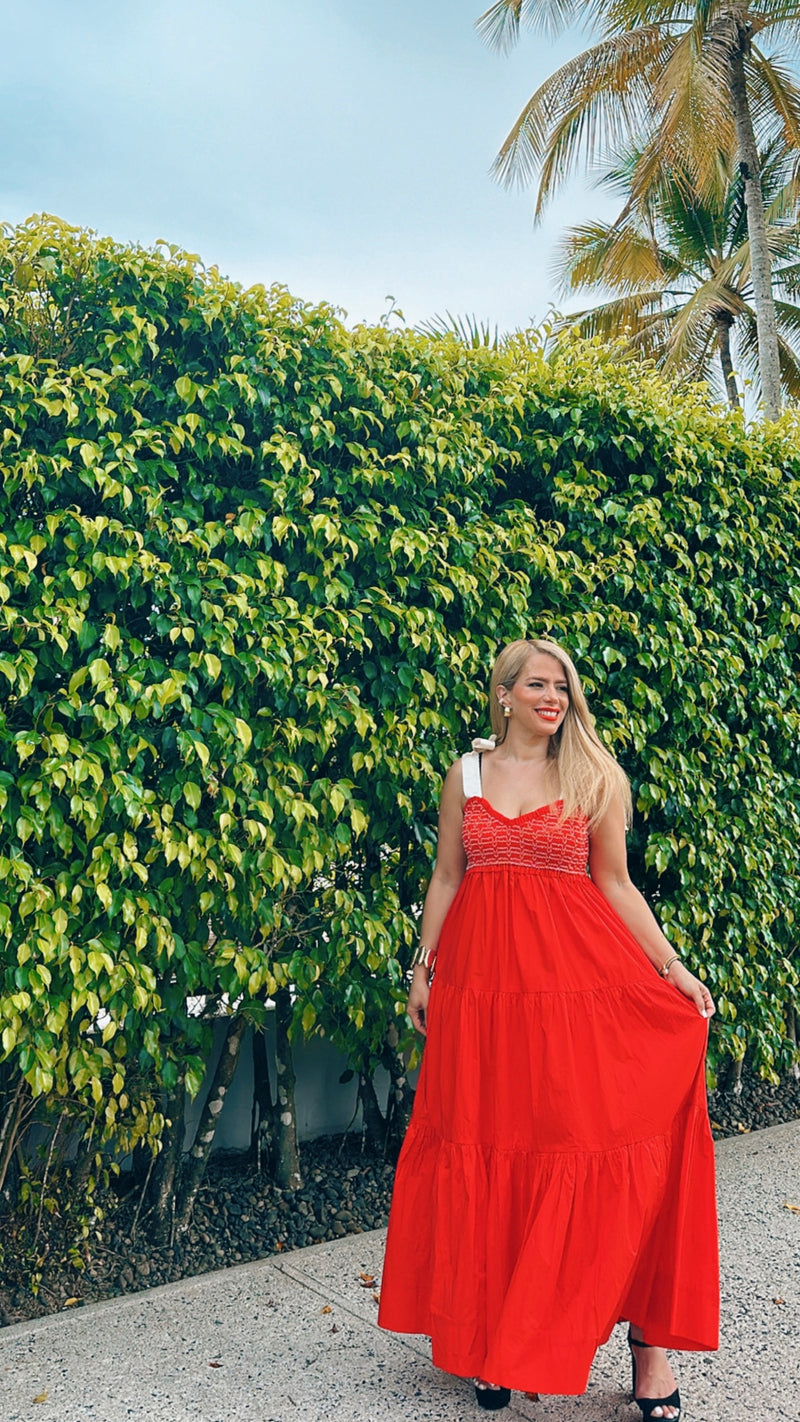 Red Tiered Maxi Dress