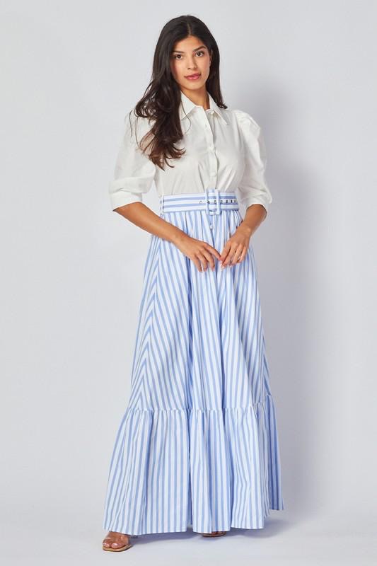 Striped Blue and White Maxi Dress