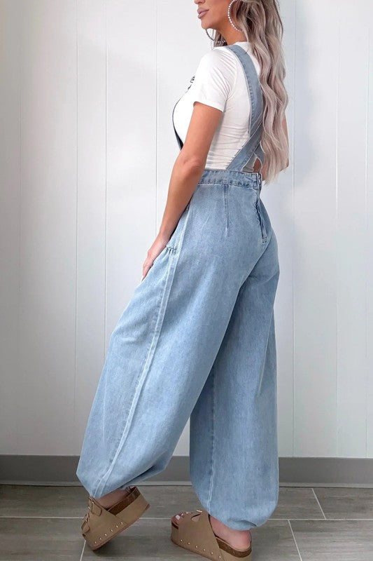 Casual Wide-leg Denim Jumpsuit