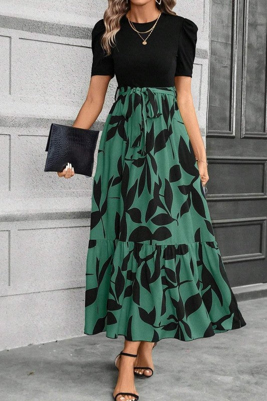 Black and Green Maxi Dress