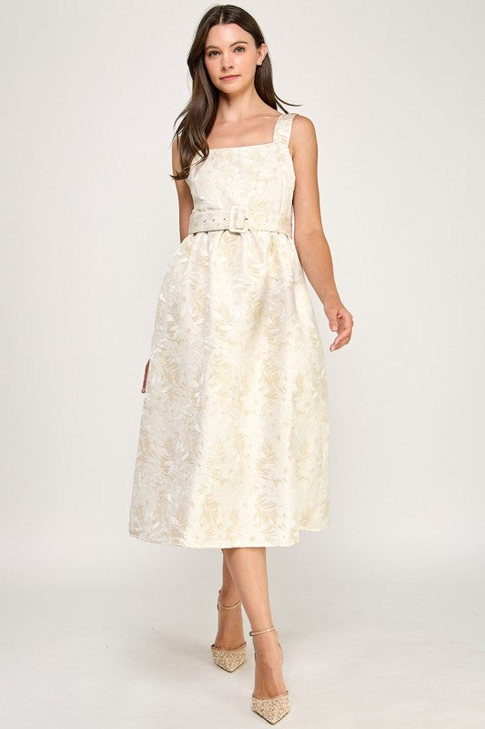 A Line Midi Princess Feel Jacquard Fabric Dress(Pre order)