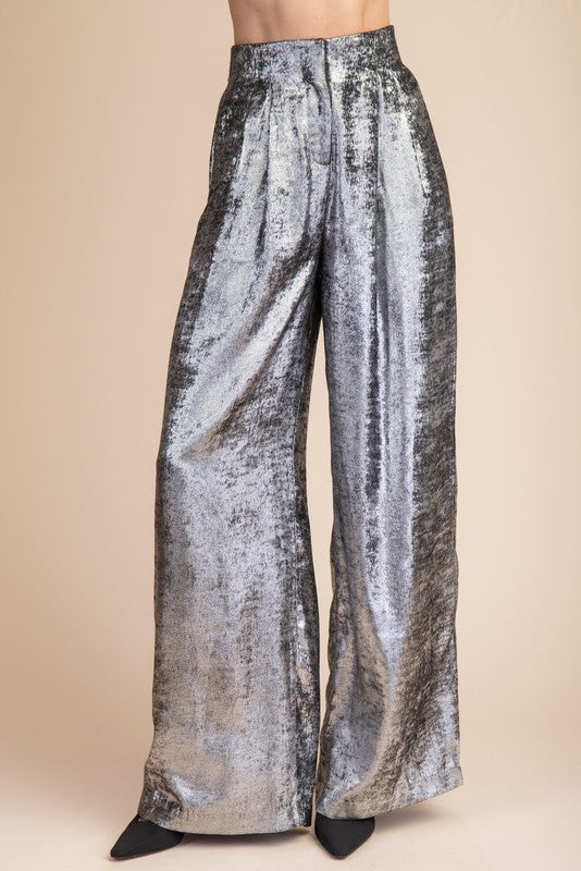 Pewter leg front pleats pants