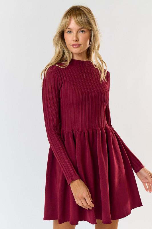 Mulberry Long Sleeves Short Dress