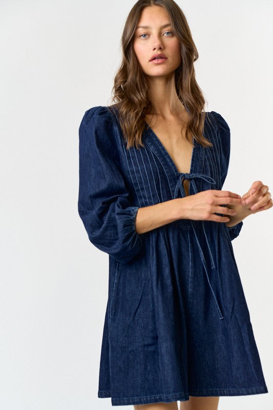 Dark Denim 3/4 Sleeves Romper