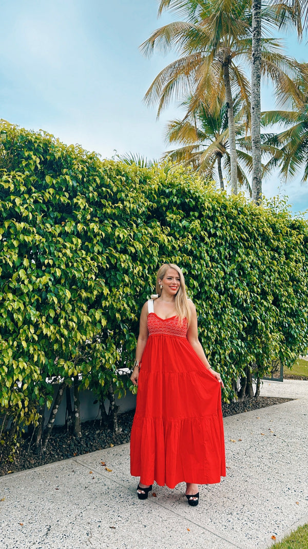 Red Tiered Maxi Dress