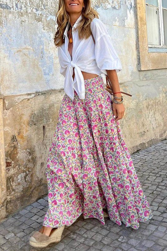 Graphic Print Maxi Skirt