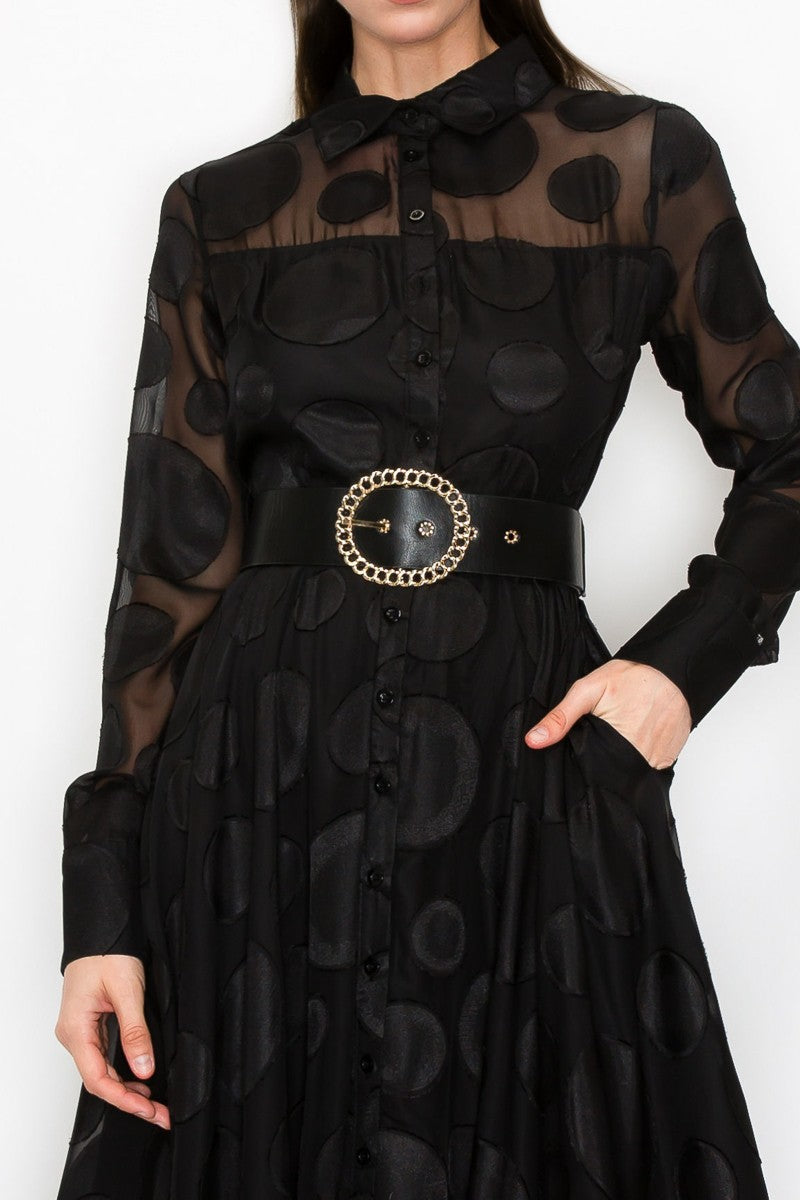 Sheer button down black dress