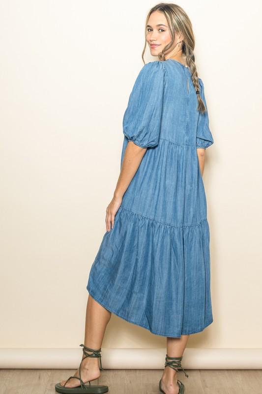 Denim High Low Midi Dress