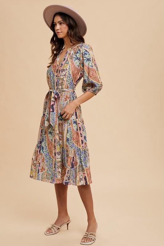 Vintage Patchwork Midi Dress