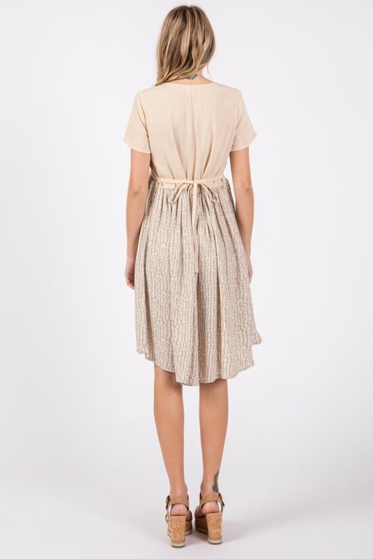 Beige Short Sleeve Dress