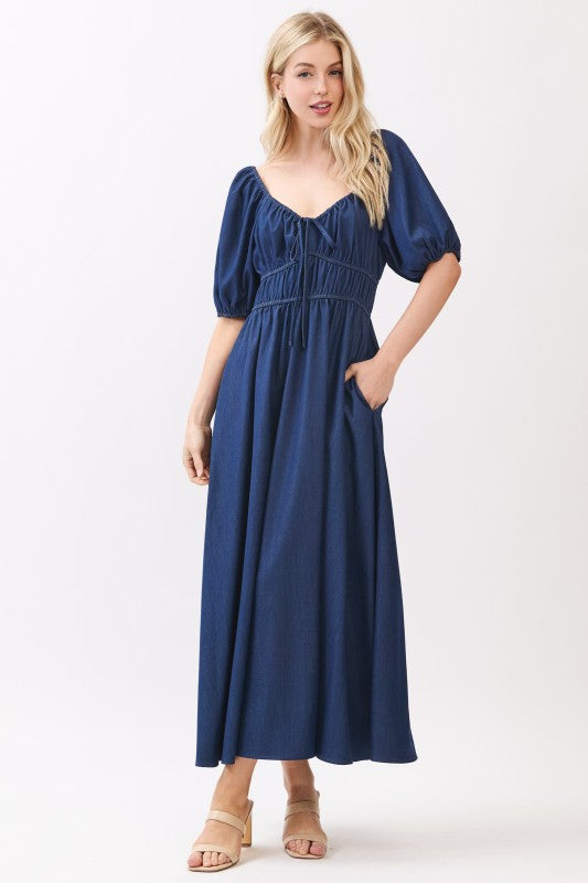 Chambray Denim Maxi Dress