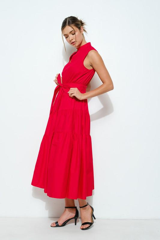 Red Bow-Tie Midi Dress